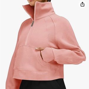 Fleece Lined 1/2 Zipper Collar Pullover Sweatshirts Long Sleeve Crop Tops
